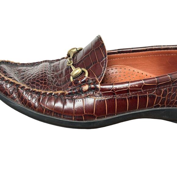ALLEN EDMONDS Size 7.5D Grand Cayman Brown Croc Horse‎ Bit Loafers Shoes main image 4